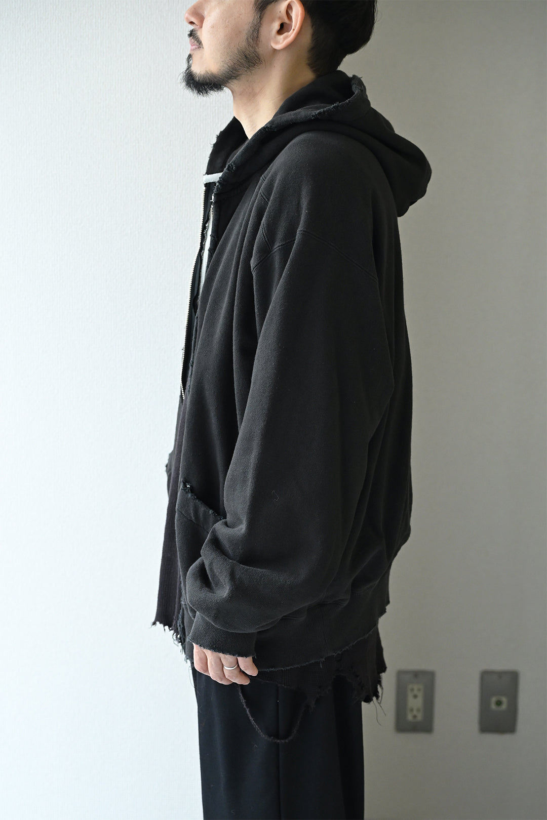 ANCELLM / ZIP UP HOODIE -BLACK