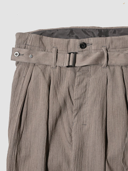 ANCELLM / BELTED CREPE TUCK SLACKS -GREIGE