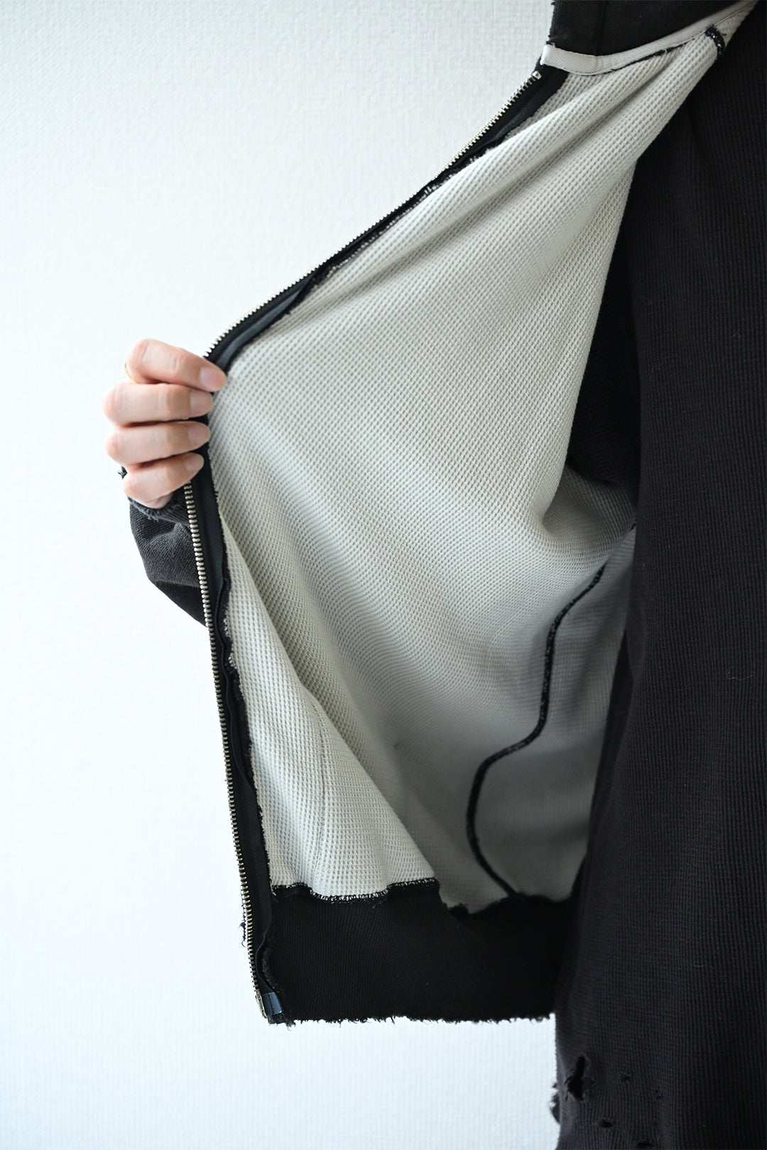 ANCELLM / ZIP UP HOODIE -BLACK