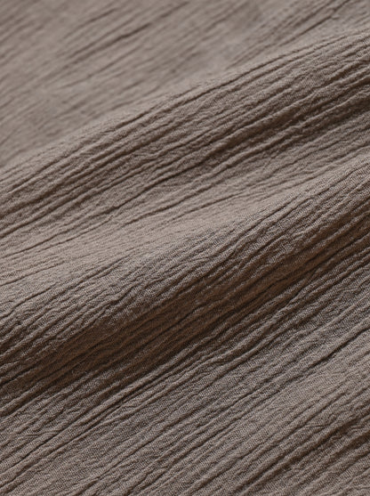 ANCELLM / BELTED CREPE TUCK SLACKS -GREIGE