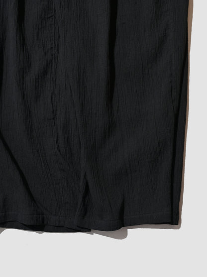 ANCELLM / BELTED CREPE TUCK SLACKS -BLACK