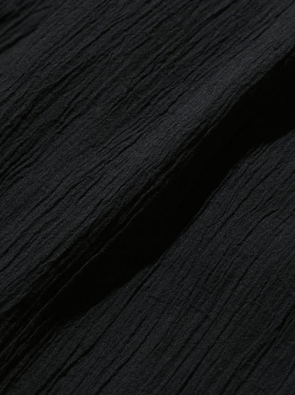 ANCELLM / BELTED CREPE TUCK SLACKS -BLACK