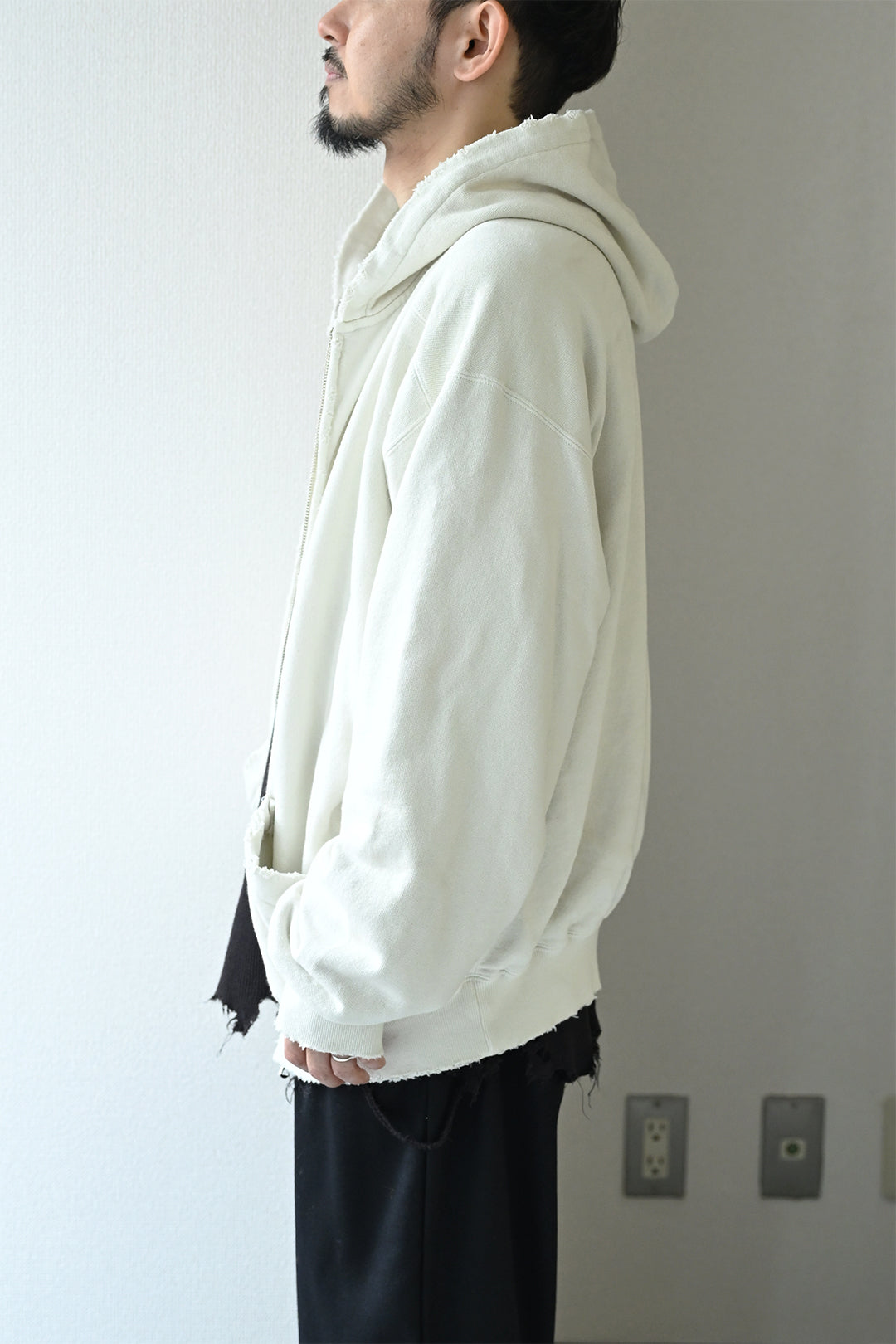 ANCELLM / ZIP UP HOODIE -G.WHITE