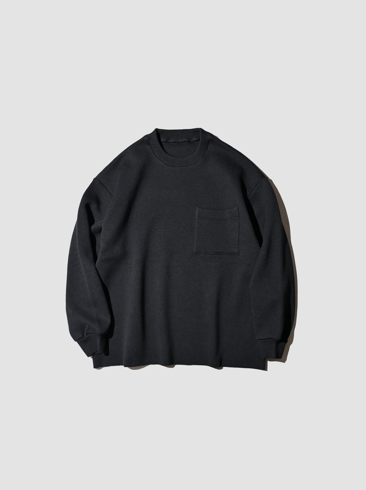 POSTELEGANT / Hemp Cotton Knit Pull-Over -BLACK