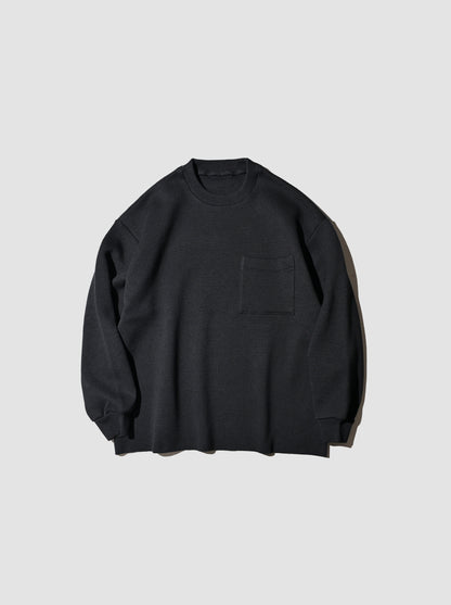 POSTELEGANT / Hemp Cotton Knit Pull-Over -BLACK