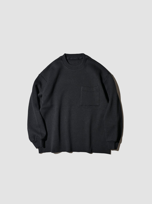 POSTELEGANT / Hemp Cotton Knit Pull-Over -BLACK