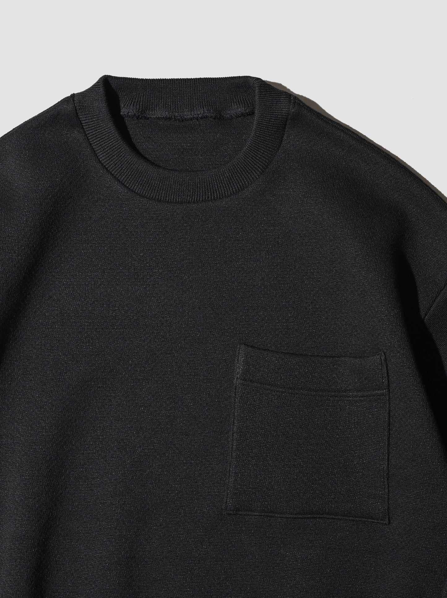 POSTELEGANT / Hemp Cotton Knit Pull-Over -BLACK
