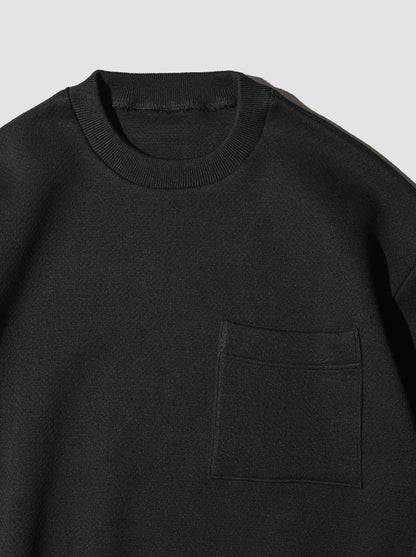POSTELEGANT / Hemp Cotton Knit Pull-Over -BLACK