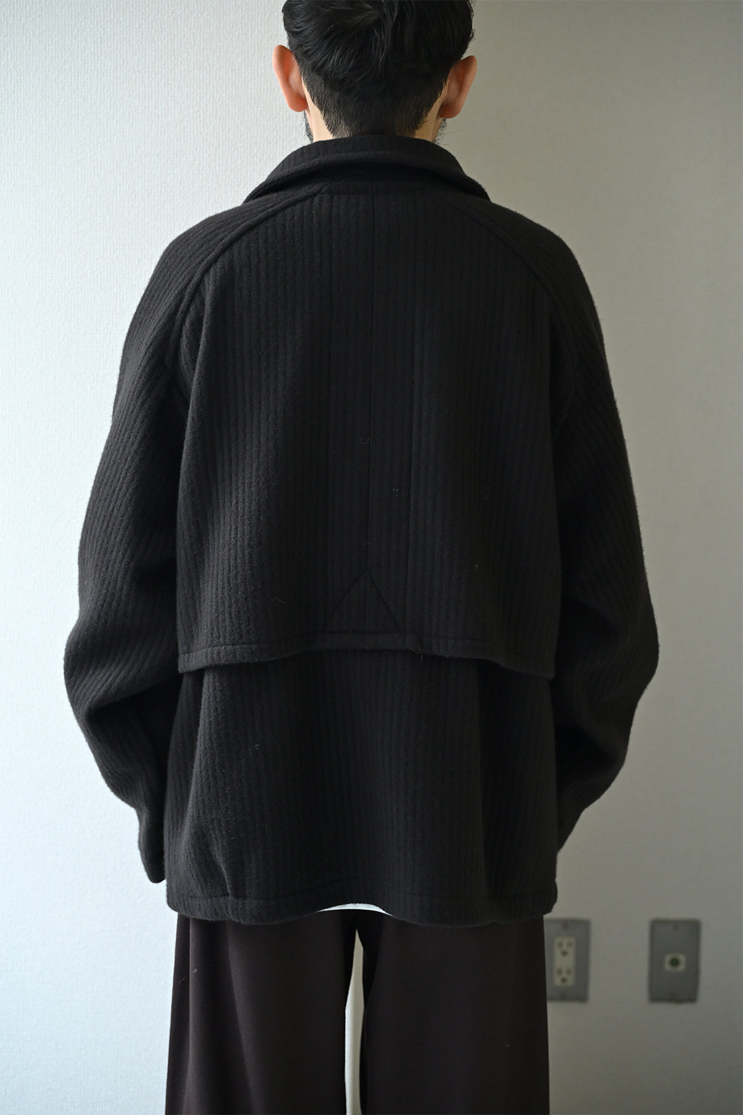 ANCELLM / 140's WOOL PIQUE WORK JACKET -BLACK