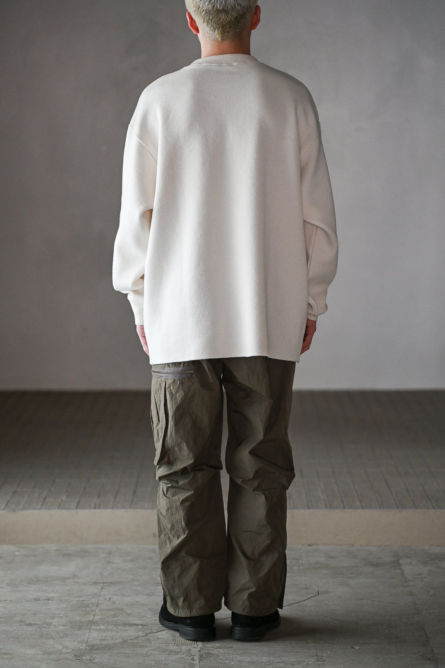 POSTELEGANT / Hemp Cotton Knit Pull-Over -OFF WHITE