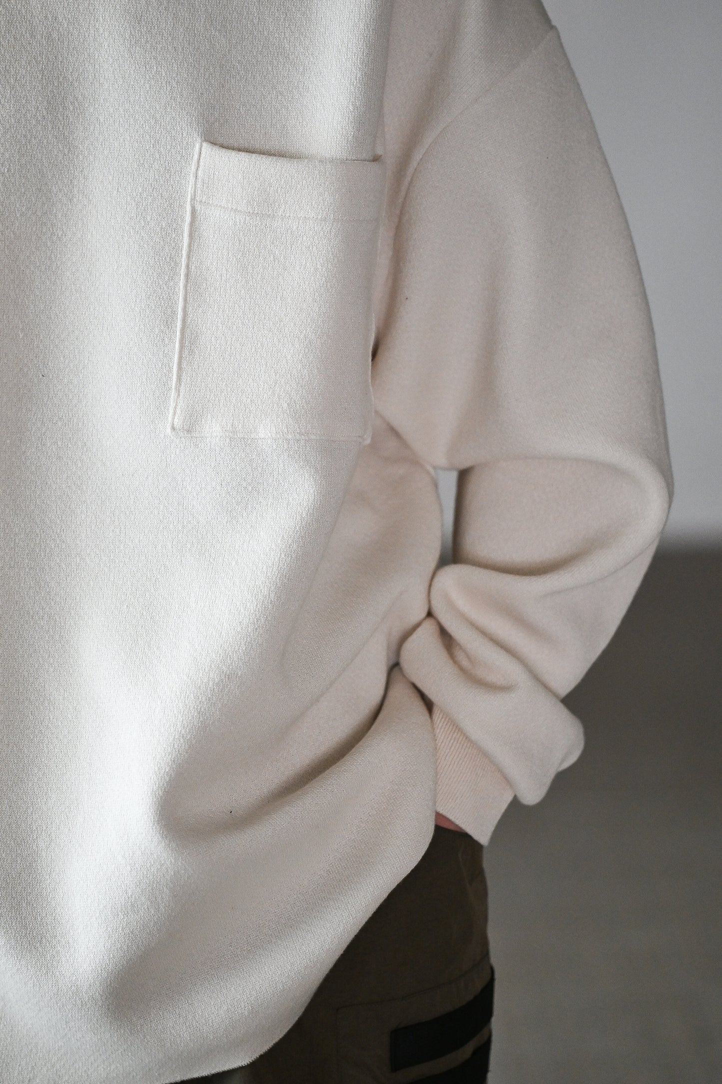 POSTELEGANT / Hemp Cotton Knit Pull-Over -OFF WHITE