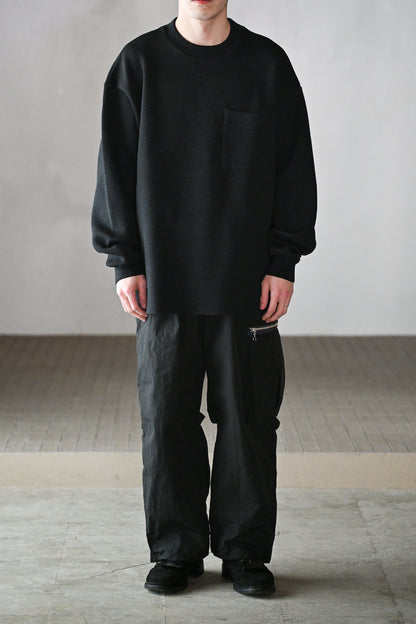 POSTELEGANT / Hemp Cotton Knit Pull-Over -BLACK