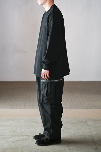 POSTELEGANT / Hemp Cotton Knit Pull-Over -BLACK