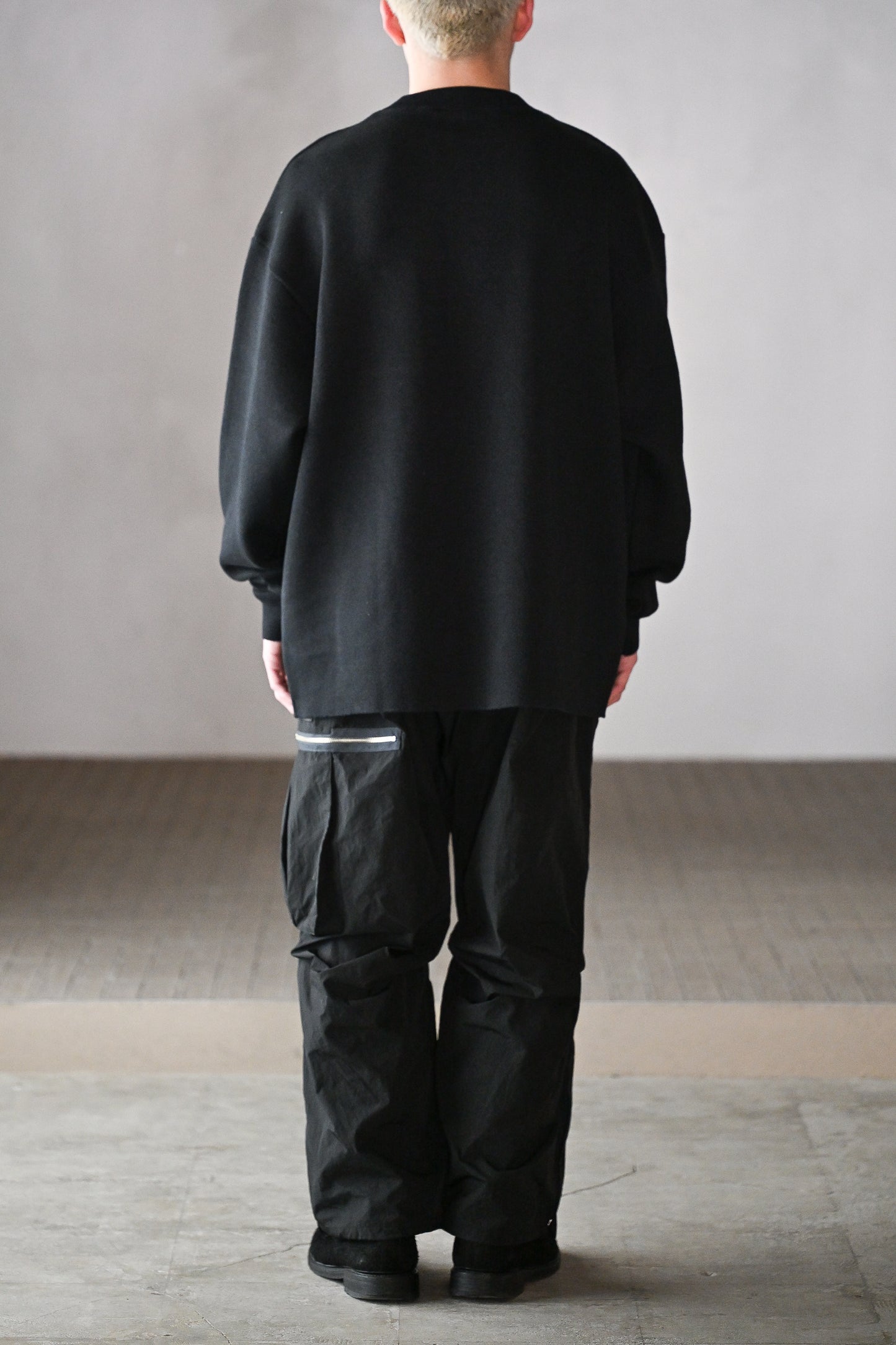 POSTELEGANT / Hemp Cotton Knit Pull-Over -BLACK