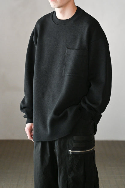 POSTELEGANT / Hemp Cotton Knit Pull-Over -BLACK