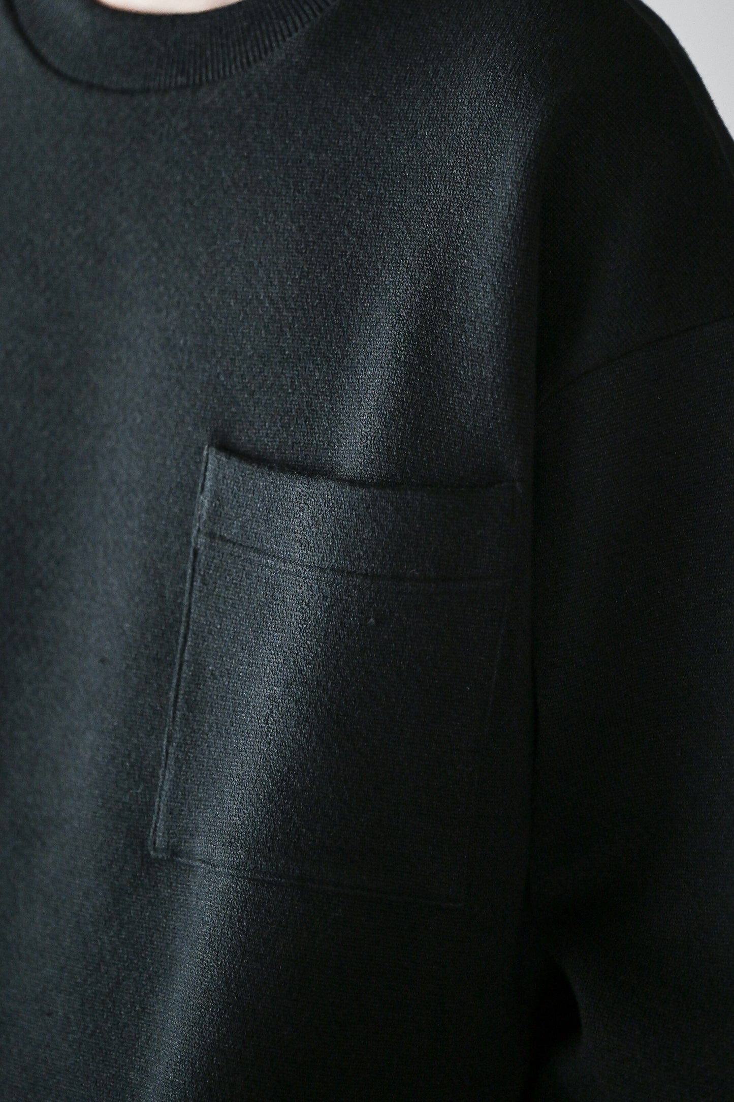 POSTELEGANT / Hemp Cotton Knit Pull-Over -BLACK