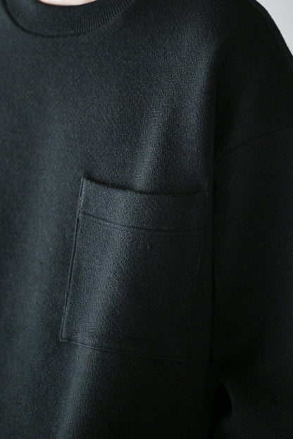 POSTELEGANT / Hemp Cotton Knit Pull-Over -BLACK