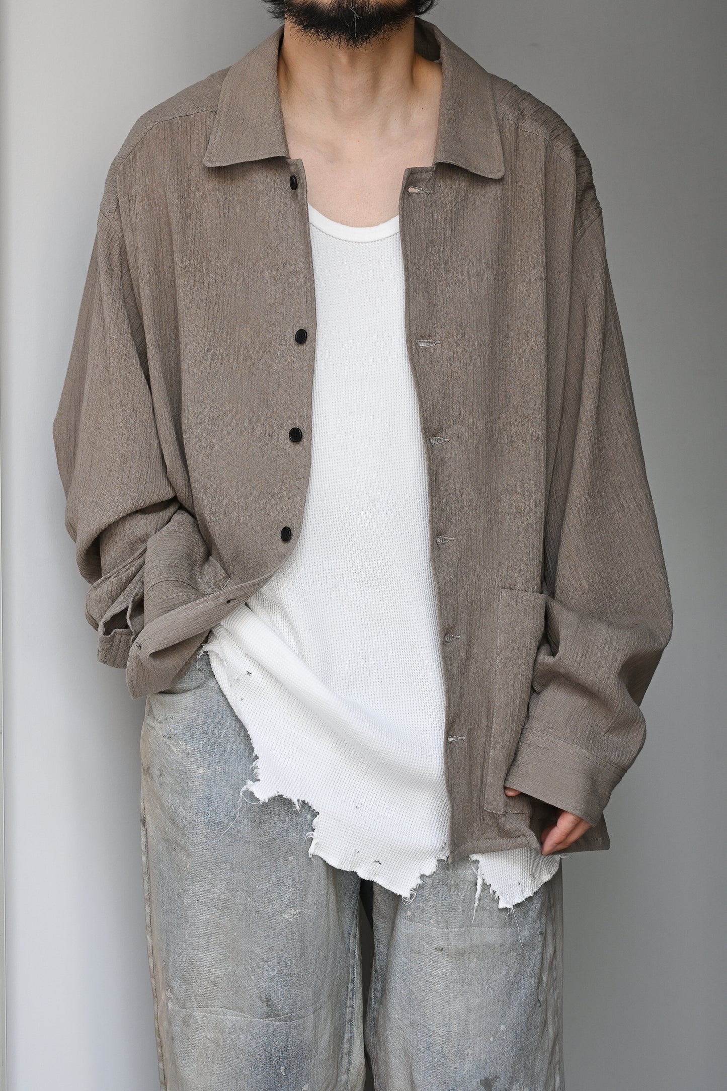 ANCELLM / DAMAGE WAFFLE TANK -WHITE