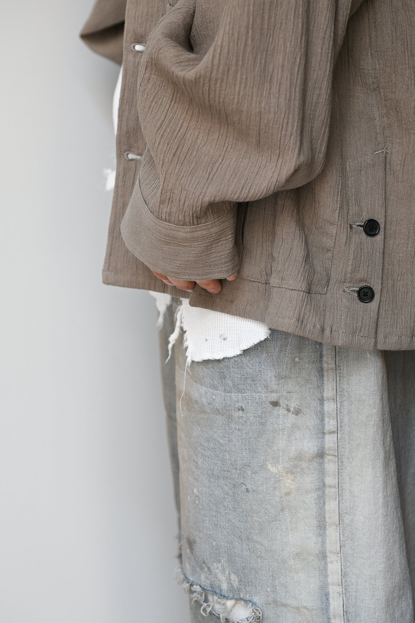 ANCELLM / DAMAGE WAFFLE TANK -WHITE