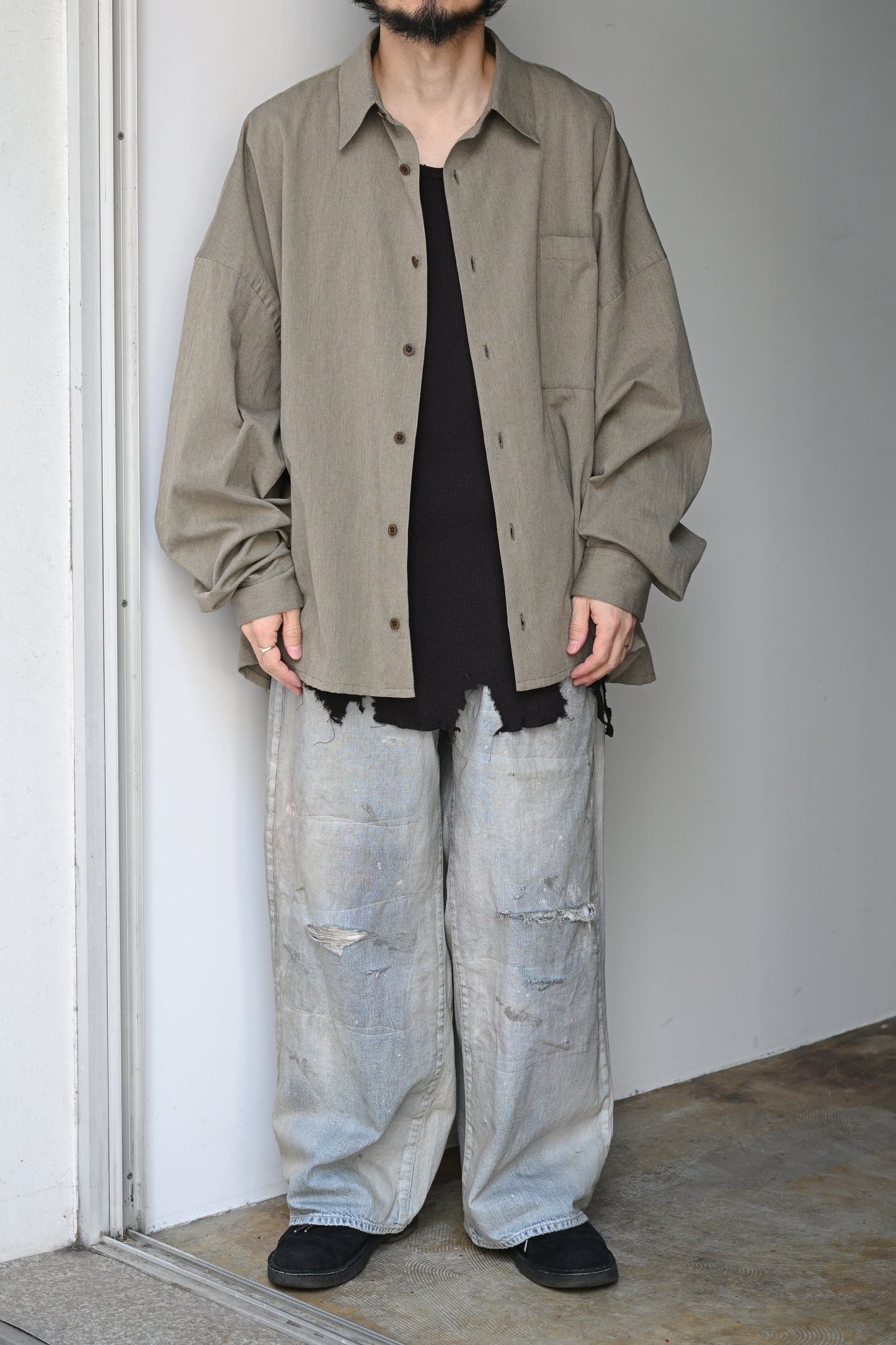 ANCELLM / DAMAGE WAFFLE TANK -D.BROWN