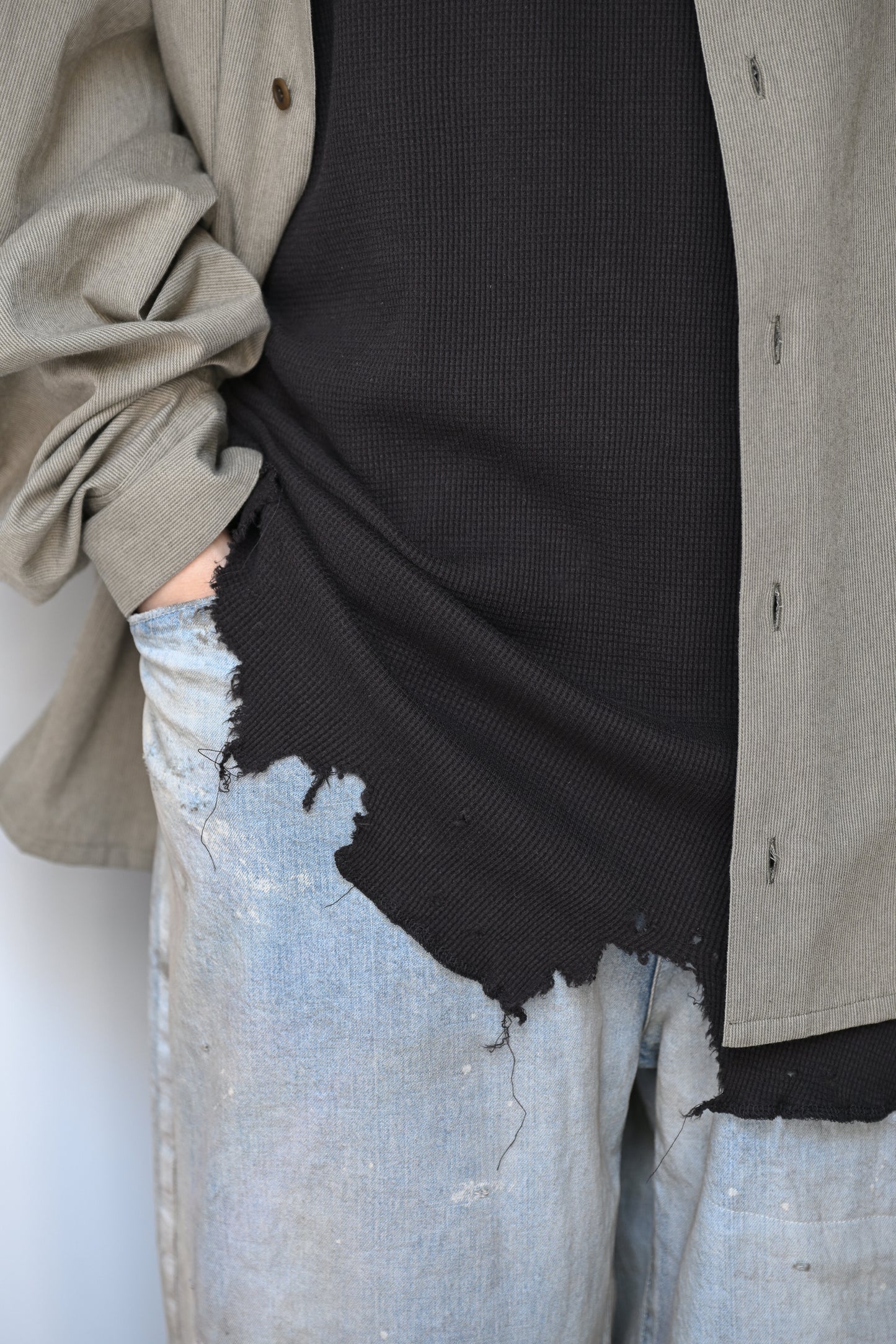 ANCELLM / DAMAGE WAFFLE TANK -D.BROWN