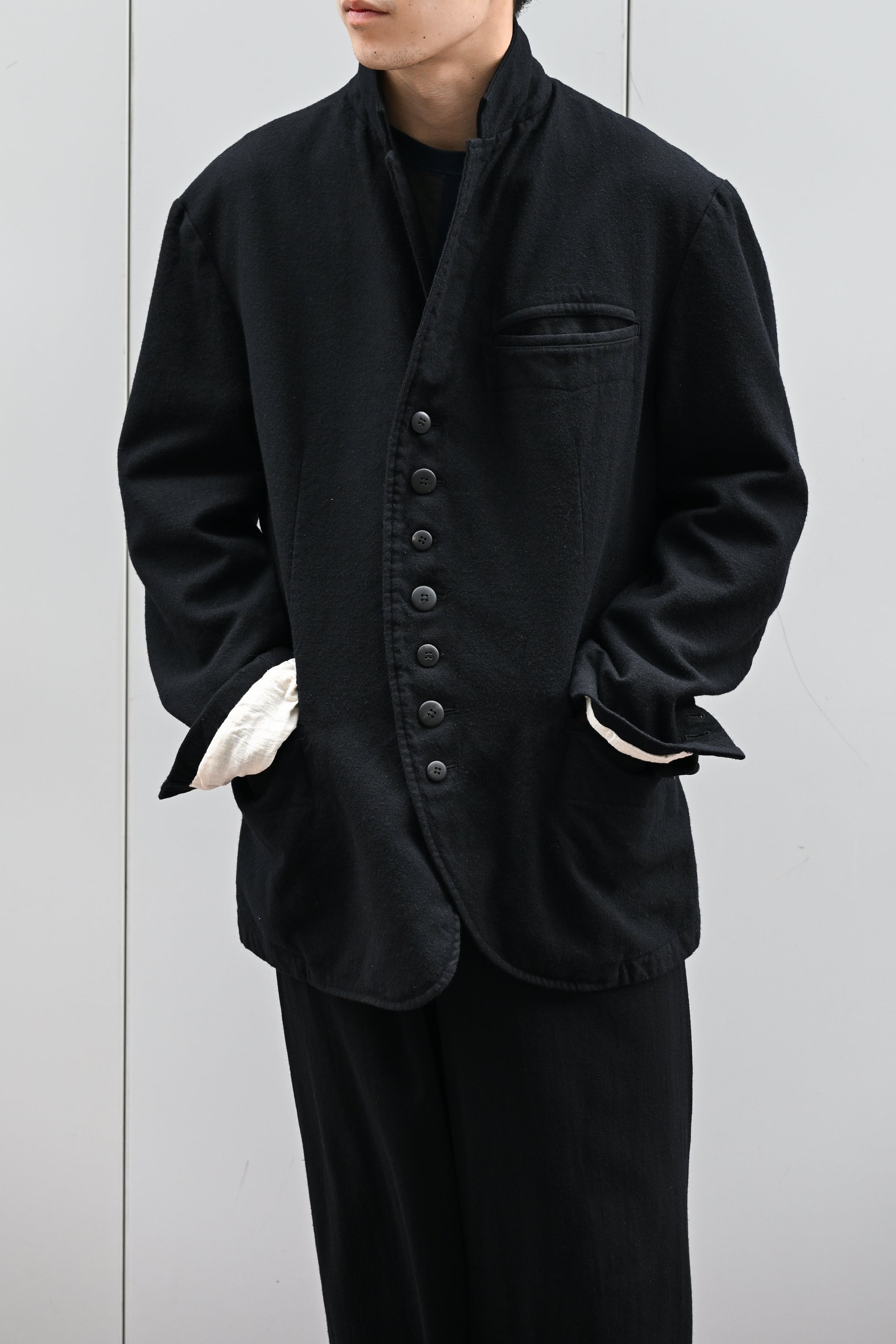 A MACHINE / Felted Waistcoat Jacket -BLACK – and father