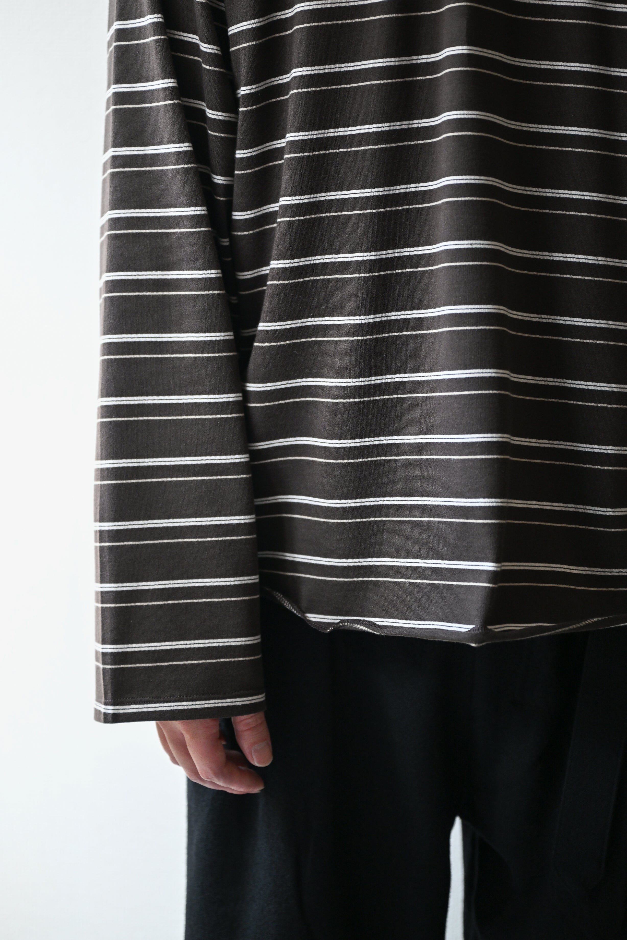 ANCELLM / TURTLENECK BORDER LS T-SHIRT -BLACK