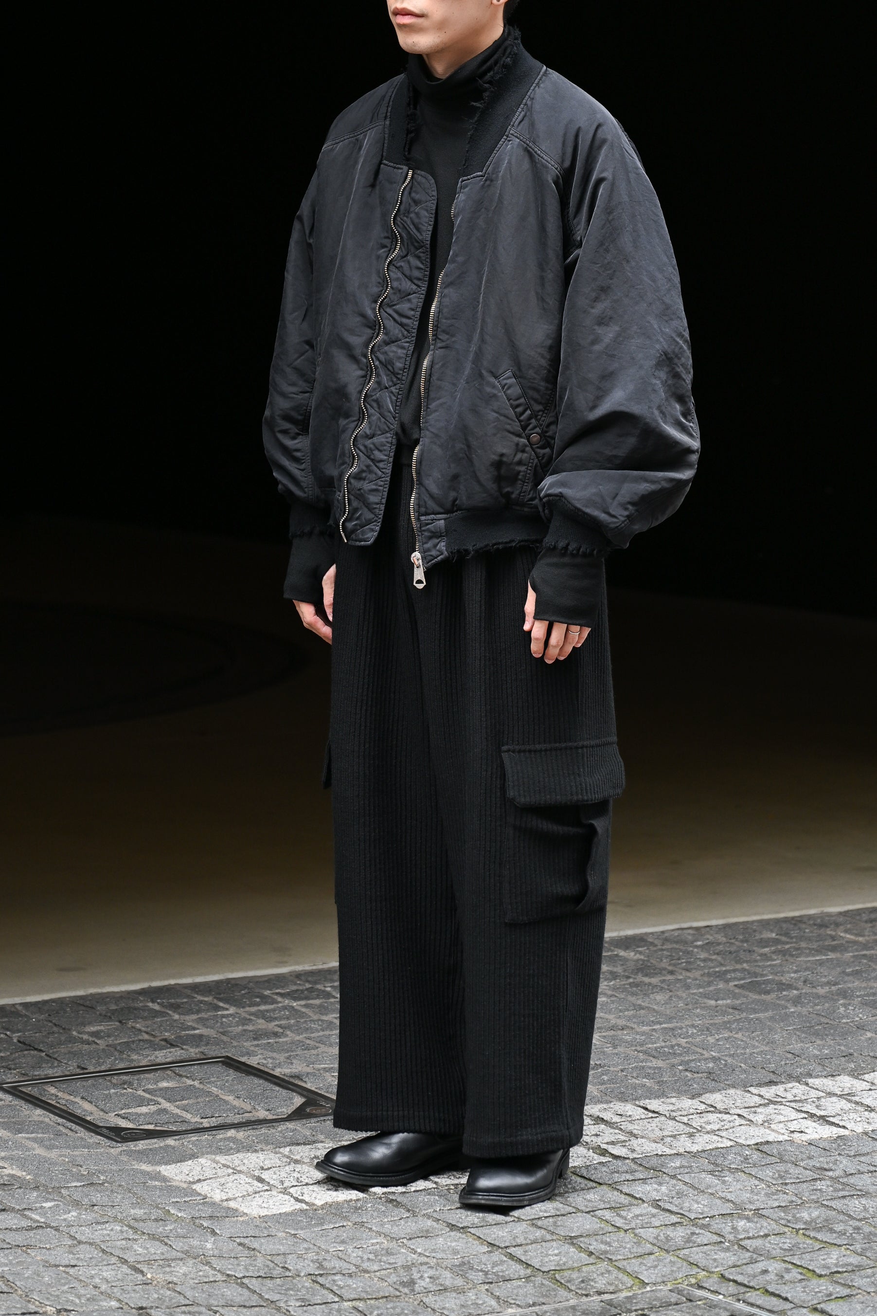 ANCELLM FADED BOMBER JACKET Size3 Black