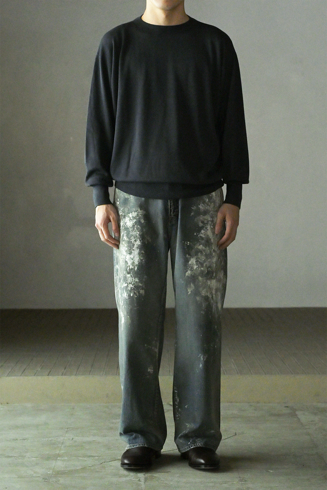 ANCELLM / #08 PAINTED MIDDLE STRAIGHT 5P DENIM PANTS -INDIGO