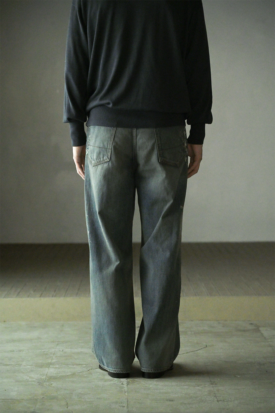 ANCELLM / #08 PAINTED MIDDLE STRAIGHT 5P DENIM PANTS -INDIGO