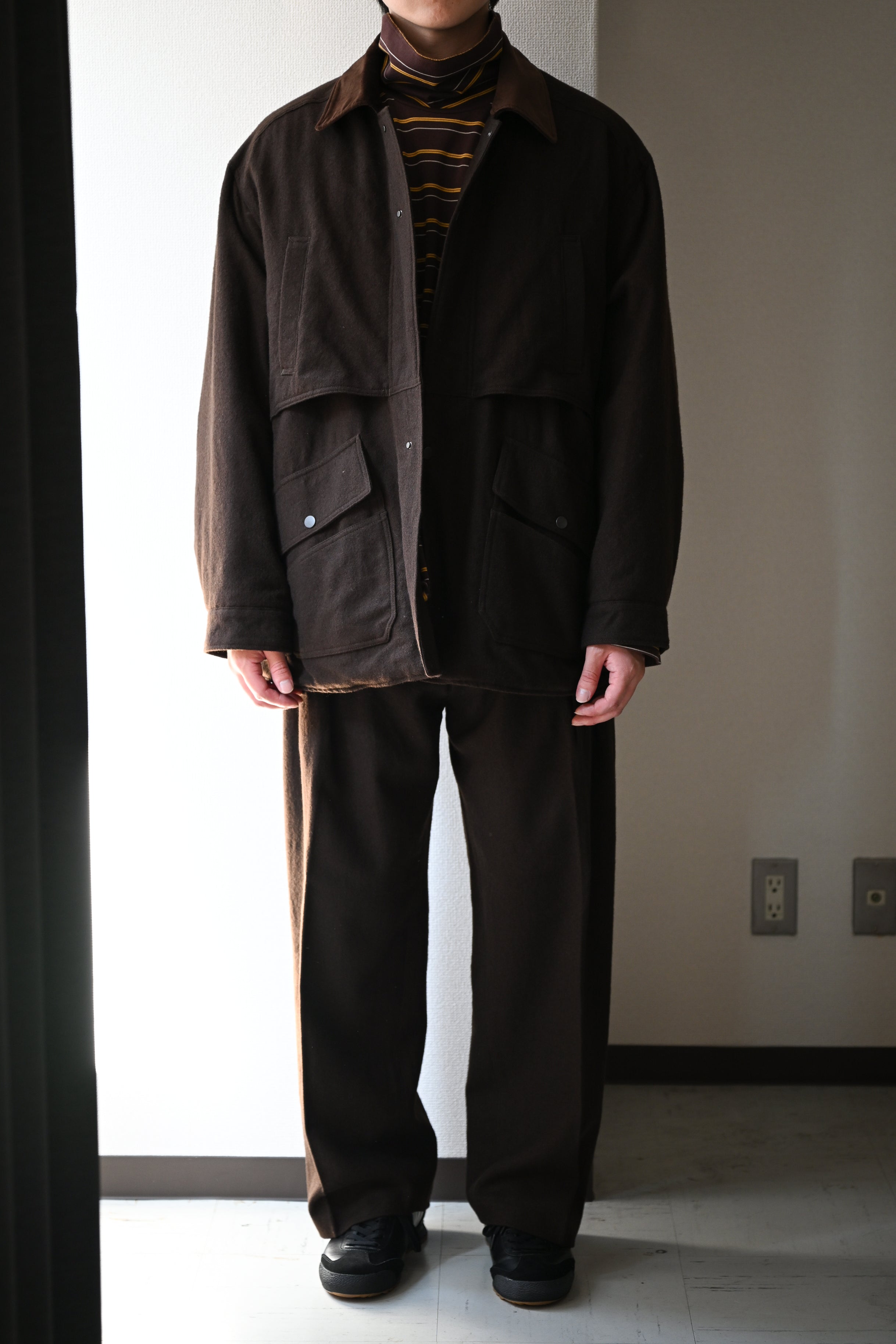 ANCELLM / WOOL SLACKS -BROWN