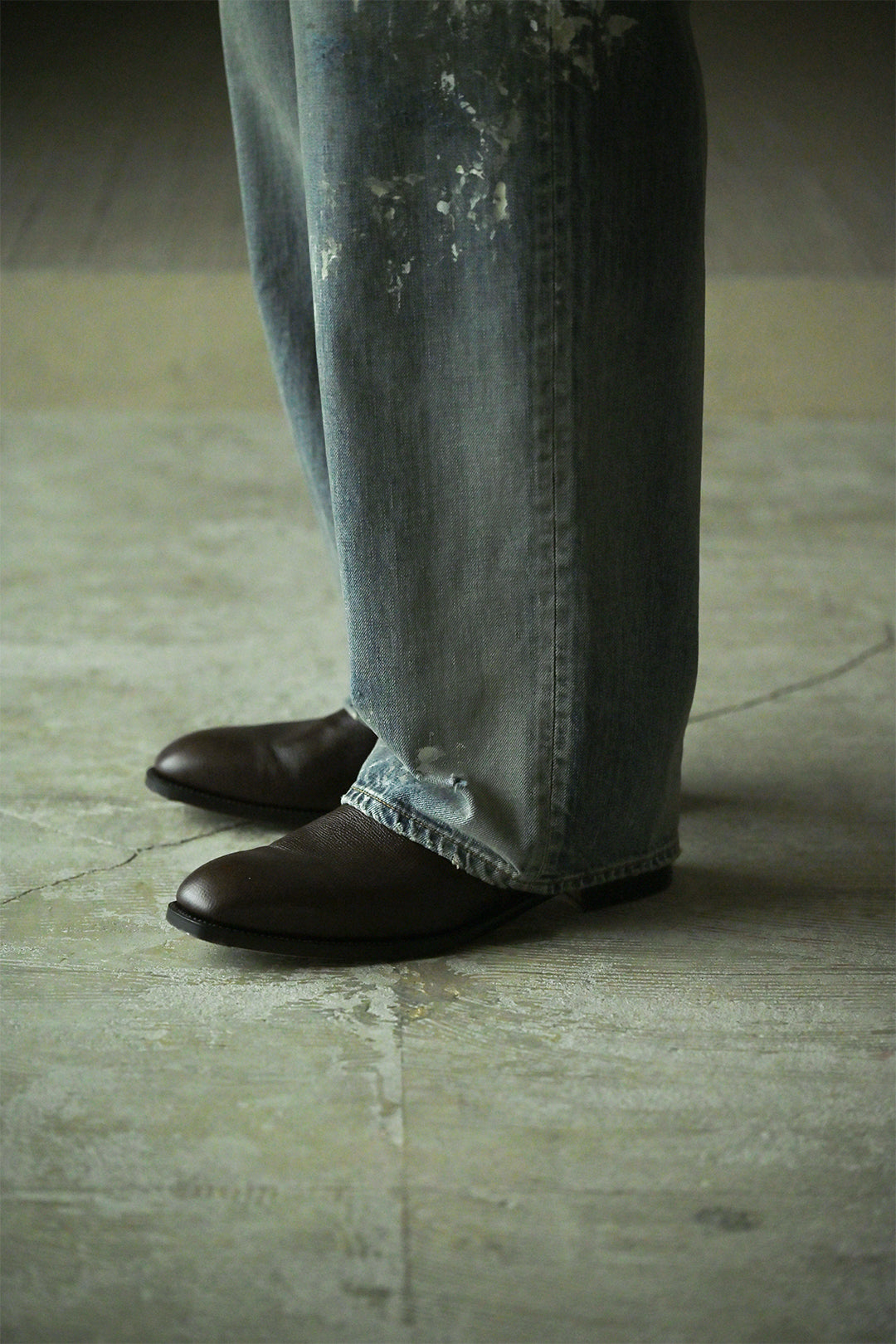 ANCELLM / #08 PAINTED MIDDLE STRAIGHT 5P DENIM PANTS -INDIGO