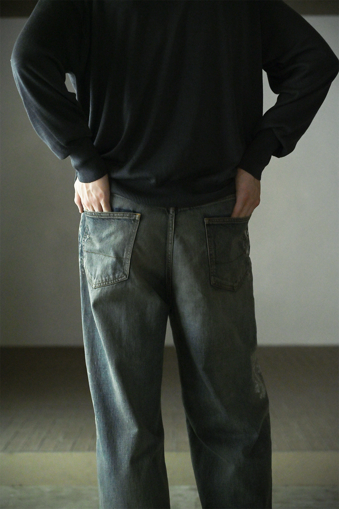 ANCELLM / #08 PAINTED MIDDLE STRAIGHT 5P DENIM PANTS -INDIGO