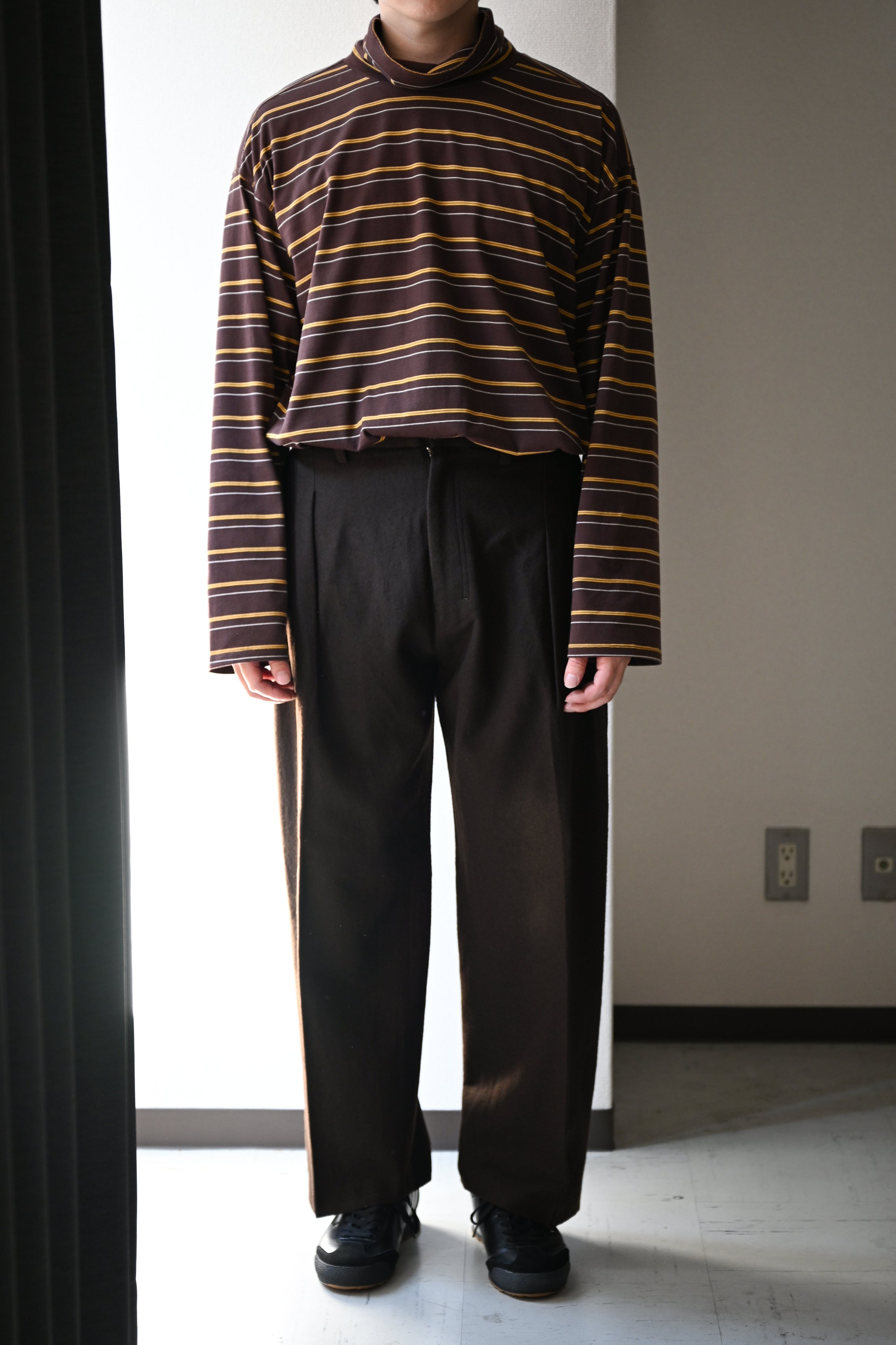 ANCELLM / WOOL SLACKS -BROWN