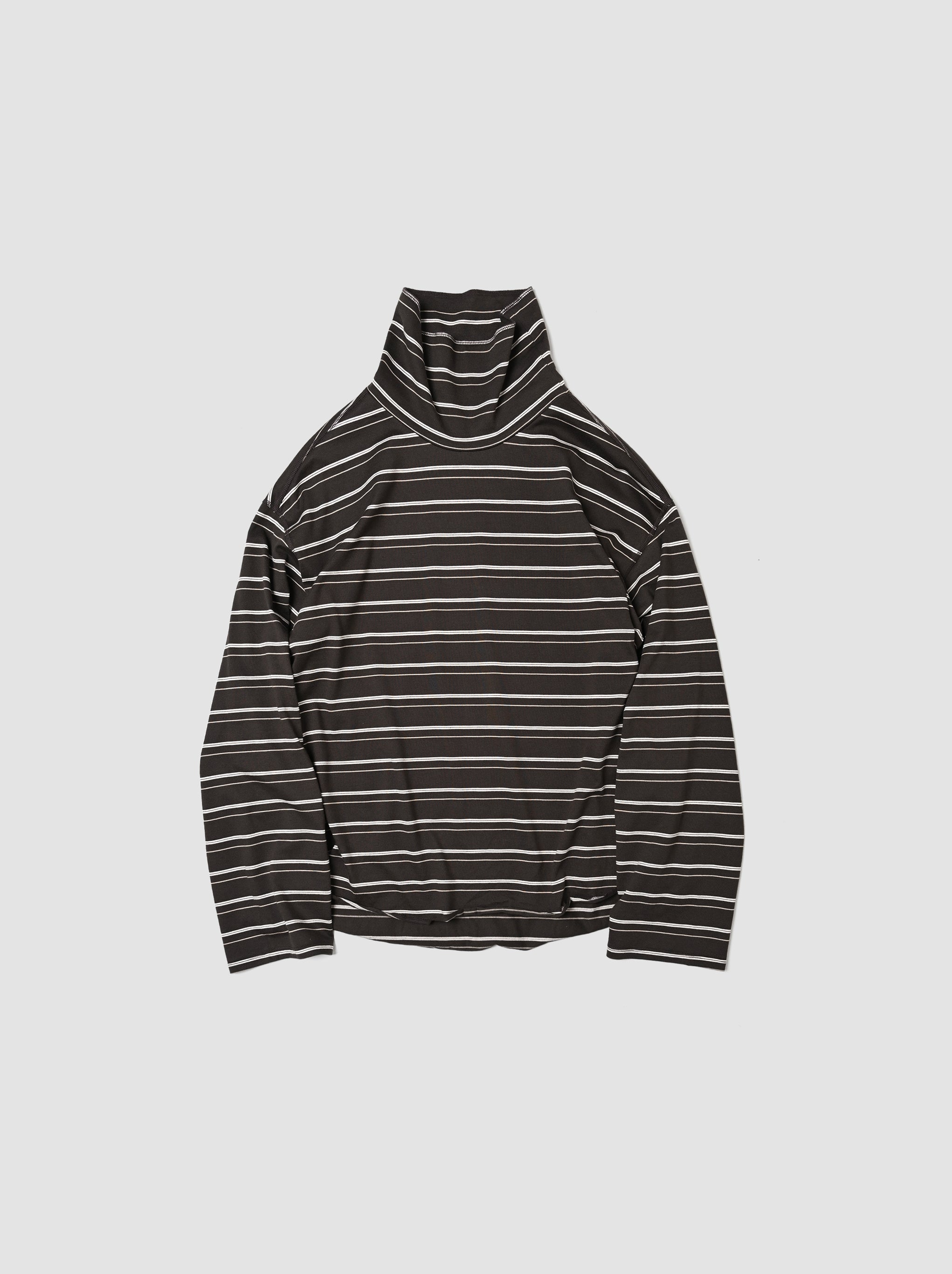 ANCELLM / TURTLENECK BORDER LS T-SHIRT -BLACK