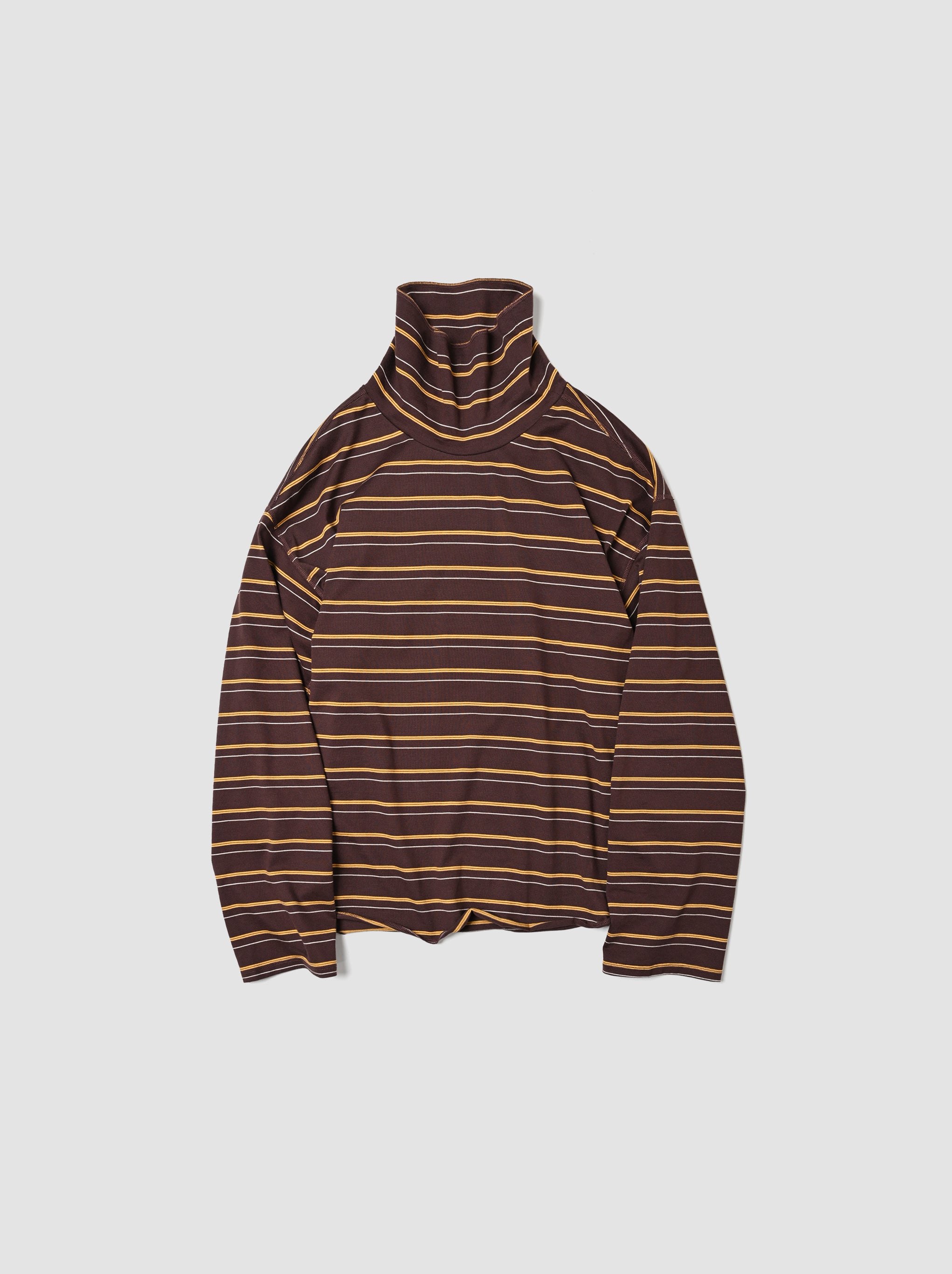 ANCELLM / TURTLENECK BORDER LS T-SHIRT -MARRON