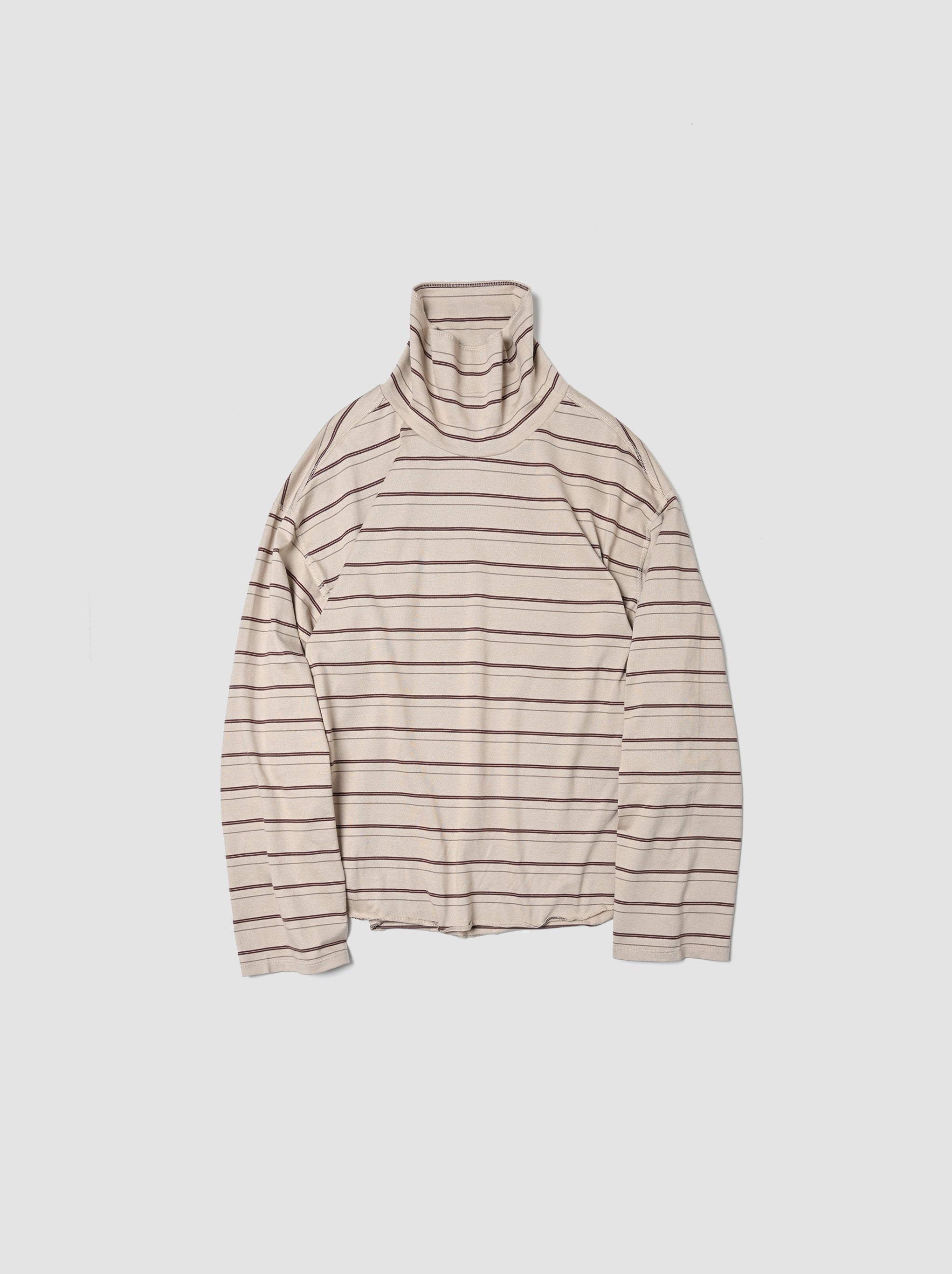 ANCELLM / TURTLENECK BORDER LS T-SHIRT -BEIGE