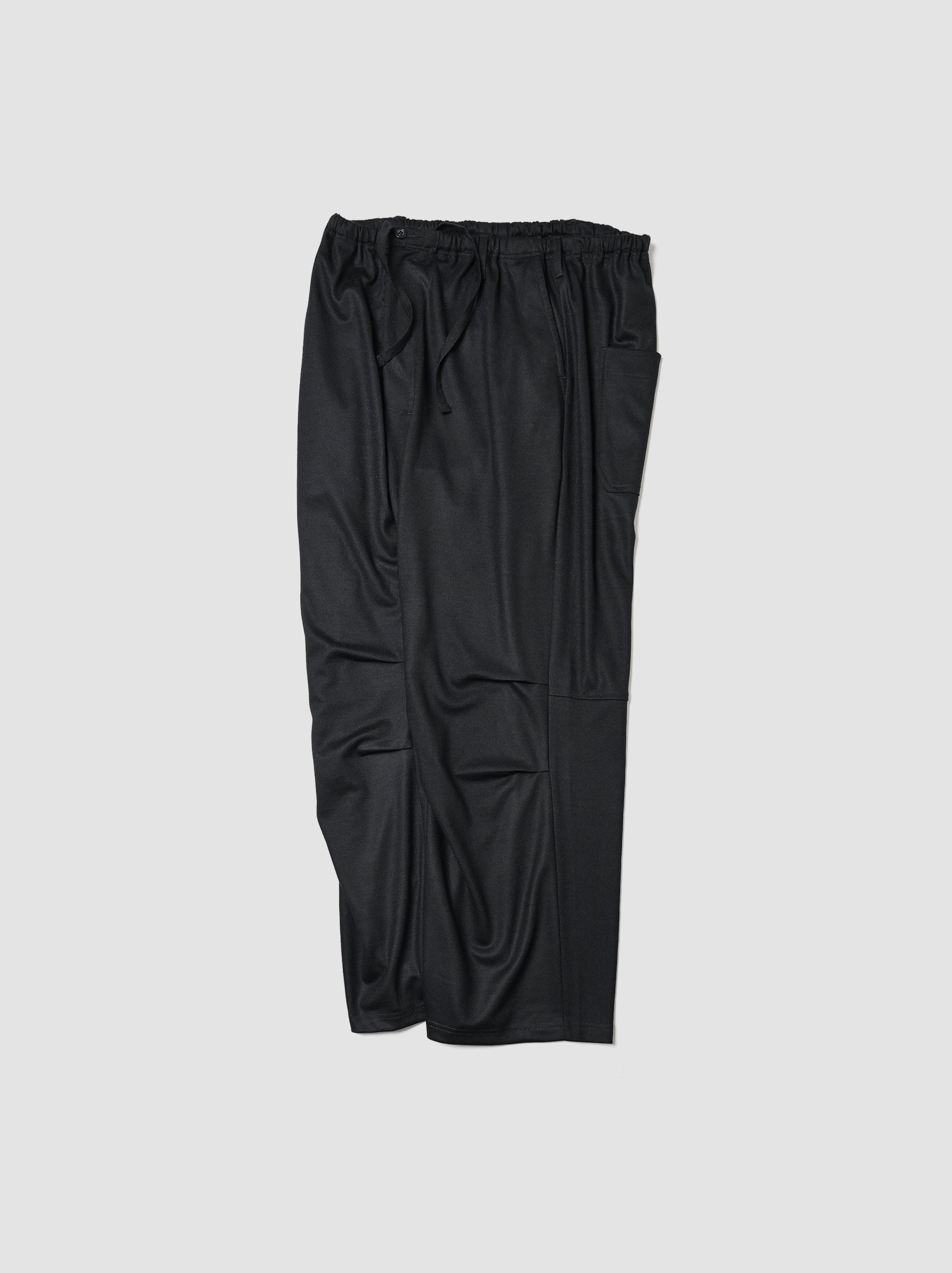 ANCELLM / WOOL CUT KNEE TUCK SLACKS -BLACK