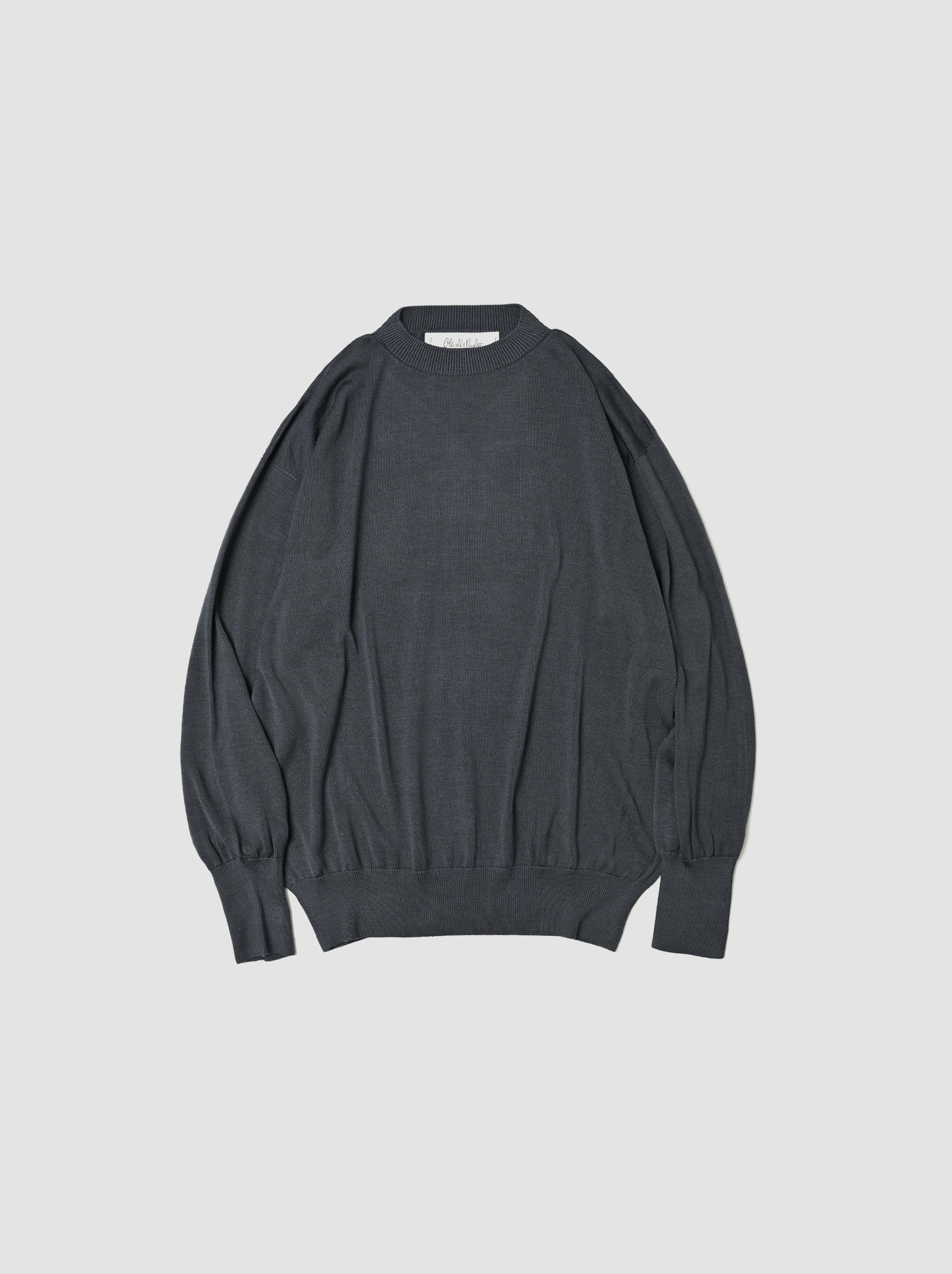 Olde H & Daughter / SILK PLAIN STITCH CREW L/S -CHARCOAL