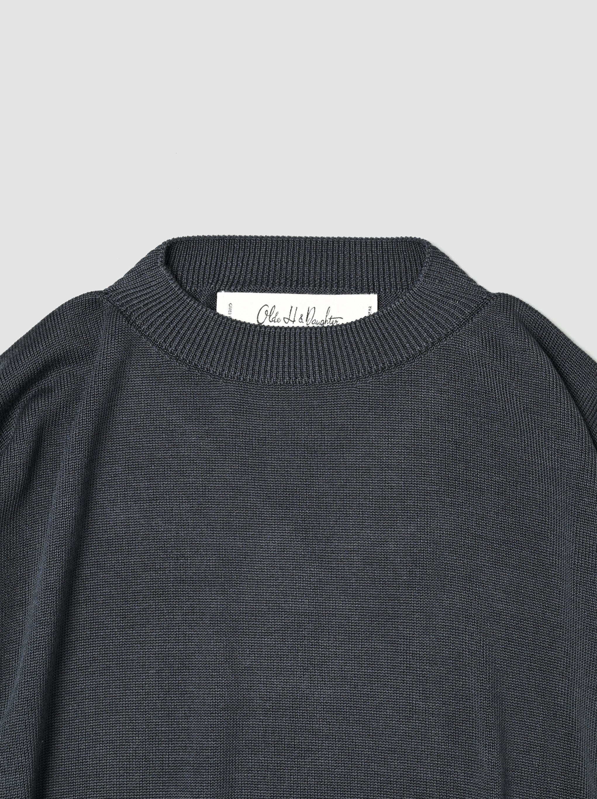 トップス Olde H & Daughter SILK PLAIN CREW NECK Olde H & Daughter / SILK PLAIN STITCH CREW L/S -CHARCOAL