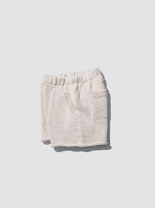 POSTELEGANT / Washi Paper Cotton Hand Knit Shorts -ECRU