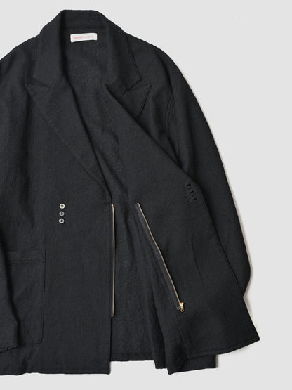 barbell object / wool coat -BLACK