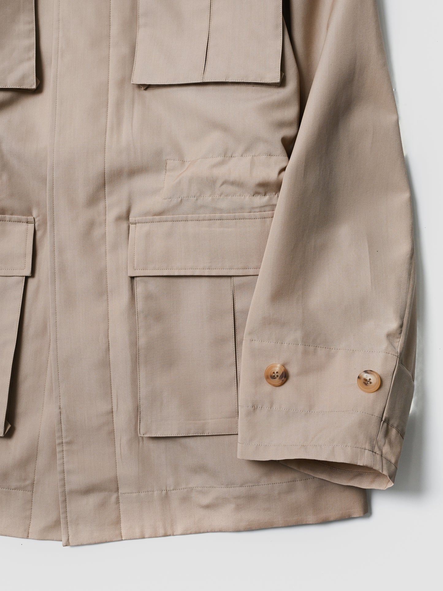 POSTELEGANT / Wool Silk Utility Coat -BEIGE
