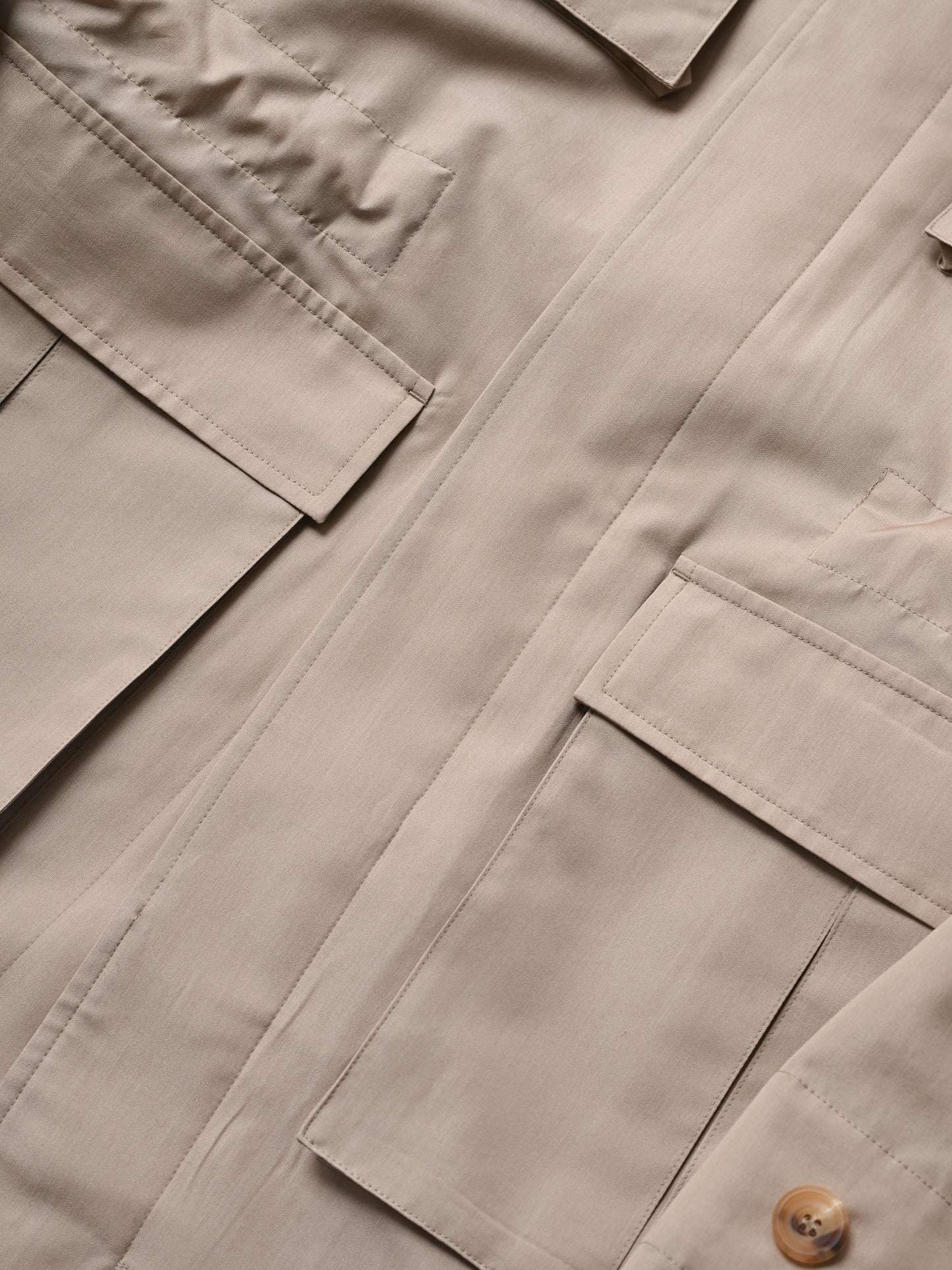 POSTELEGANT / Wool Silk Utility Coat -BEIGE