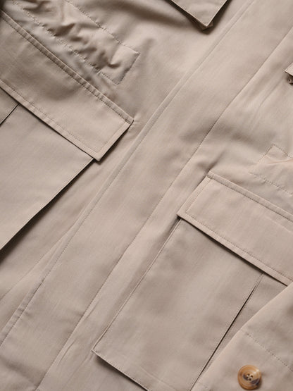 POSTELEGANT / Wool Silk Utility Coat -BEIGE