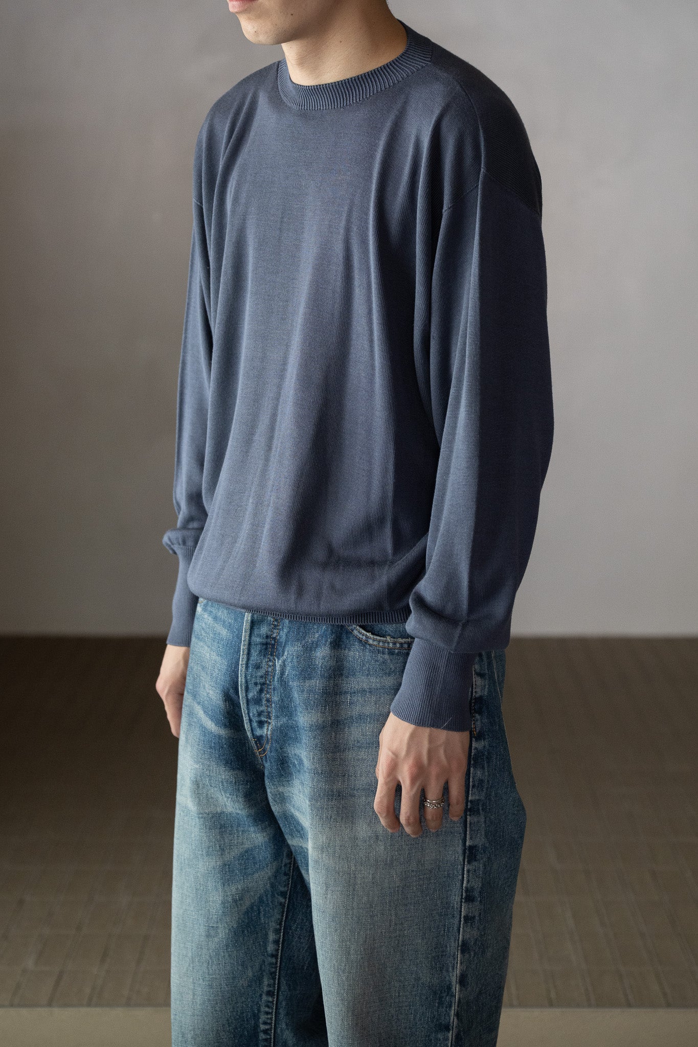 Olde H & Daughter / SILK PLAIN STITCH CREW L/S -CANDIED VIOLETS