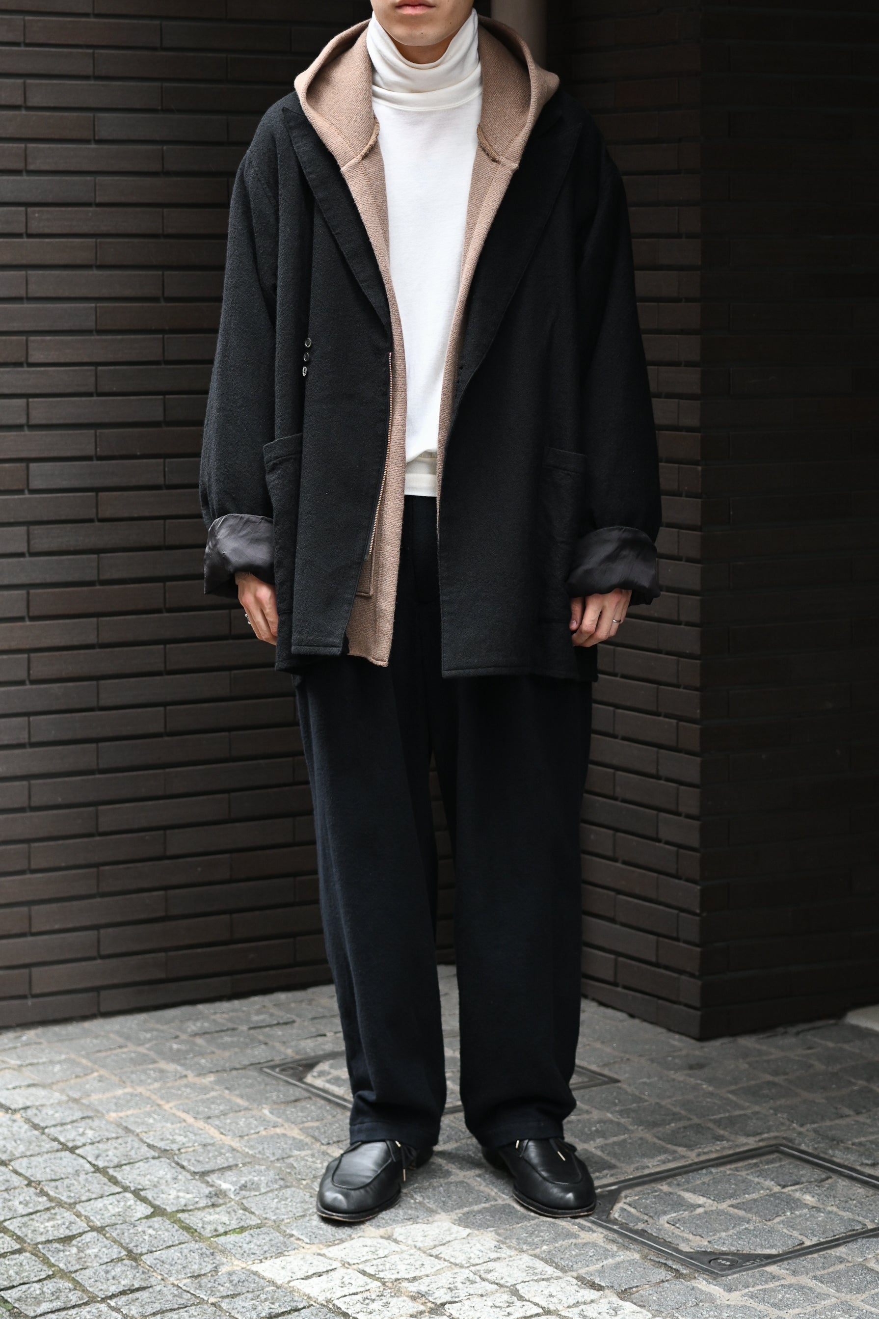 barbell object / wool coat -BLACK – and father