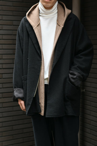 barbell object / wool coat -BLACK