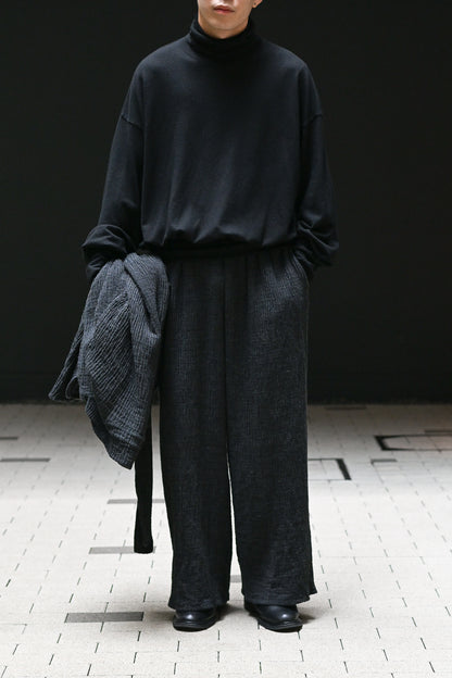 POSTELEGANT / Wool Rever Fulling Wide Trousers -HEATHER CHARCOAL