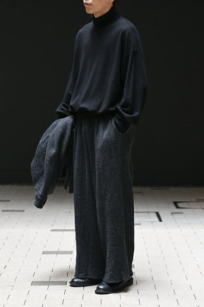 POSTELEGANT / Wool Rever Fulling Wide Trousers -HEATHER CHARCOAL